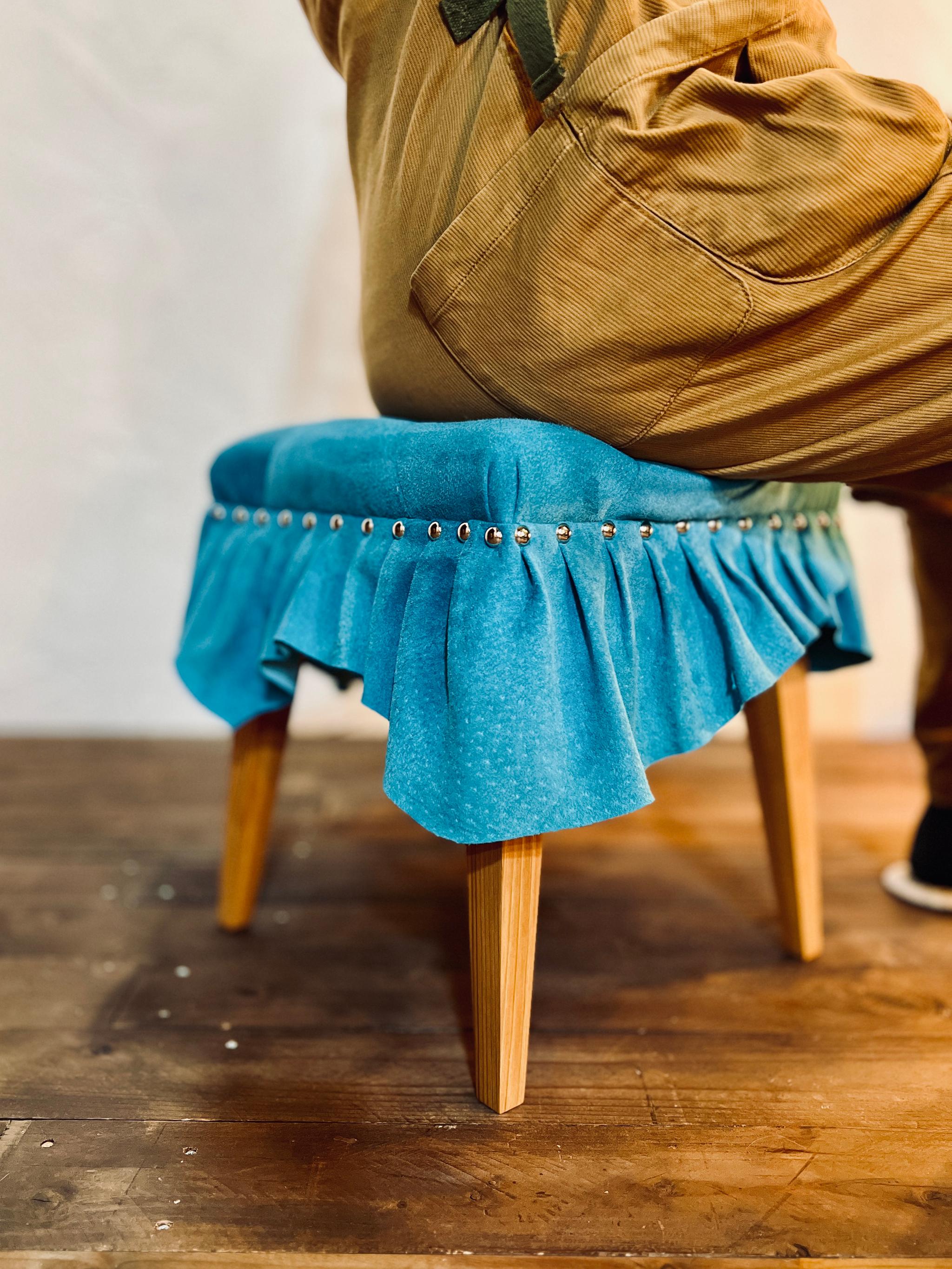 Swell Stool ~ｽｳｪﾙ･ｽﾂｰﾙ~ （豚革/マリンブルー） | 8枚目